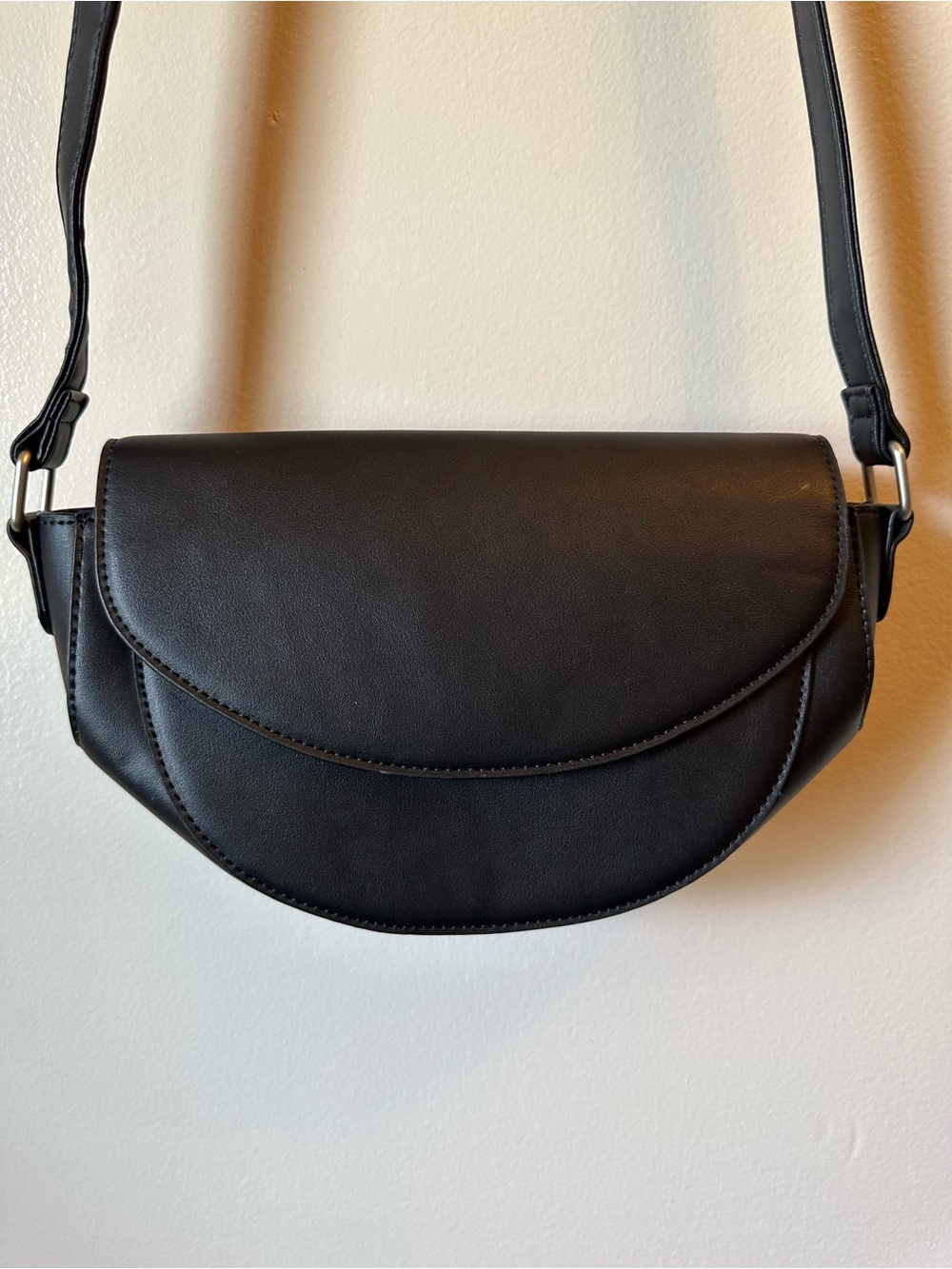 French Connection Black Half-Moon Crossbody Bag